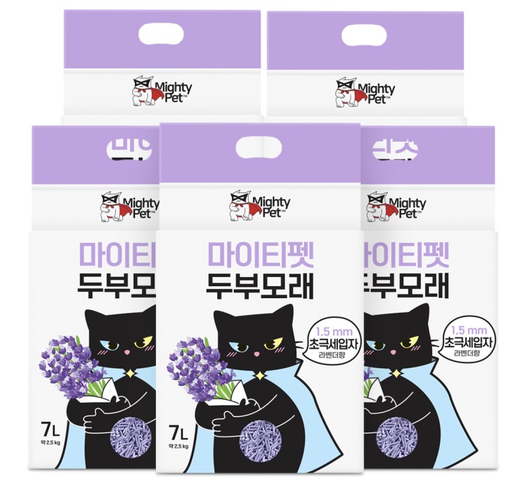 마이티펫 대용량 두부모래 1.5mm 초극세입자 라벤더향 7LX5개입