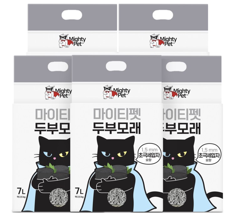 마이티펫 대용량 두부모래 1.5mm 초극세입자 숯향 7LX5개입