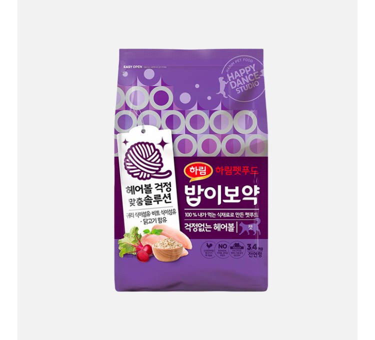 하림펫푸드 밥이보약 캣 걱정없는 헤어볼 3.4kg 모아보기