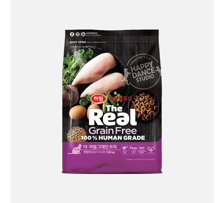 하림펫푸드 더리얼 캣 그레인프리 크런치 시니어 닭고기 1.6kg